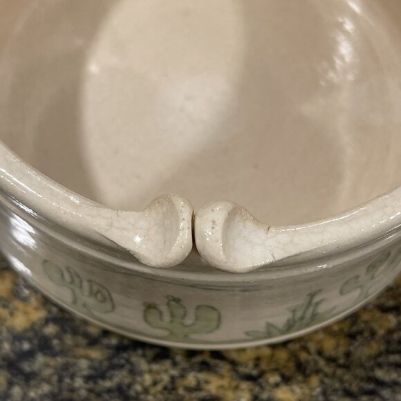 Vtg Handcrafted Lynn Gray Signed Art Pottery Desert Cactus Bowl Rim Pinch Deco - Picture 8 of 16